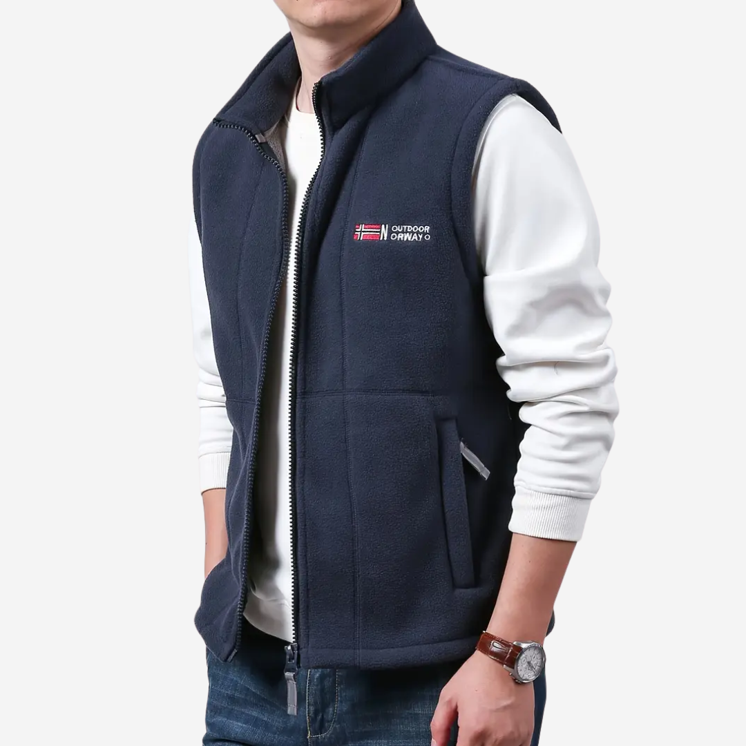 Men's Fleece Outdoor Gilet – Lined with Stand-up Collar – Kaspar