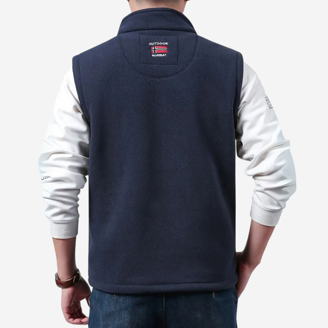 Men's Fleece Outdoor Gilet – Lined with Stand-up Collar – Kaspar