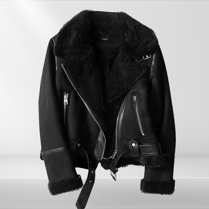 Ladies' Fleece Sherpa Bomber Jacket with Zip – Amira