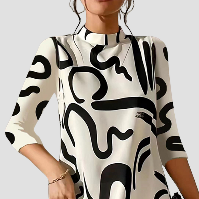 Ladies' mini dress with long sleeves & round neck – Elanora