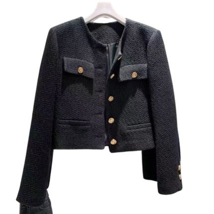Ladies' tweed jacket with round neck – Celeste