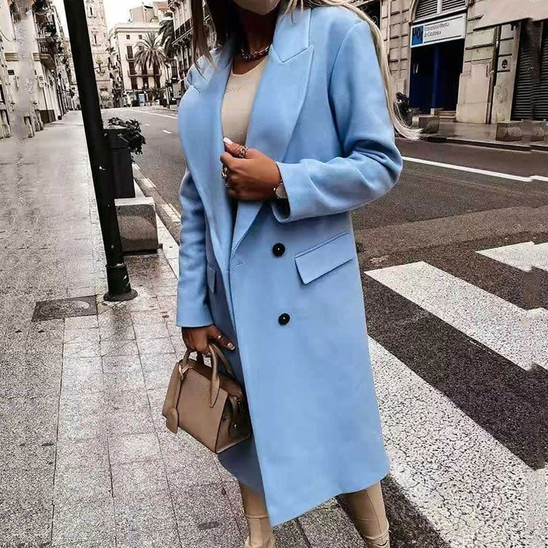 Long women's coat with button placket – Helena