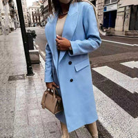 Long women's coat with button placket – Helena