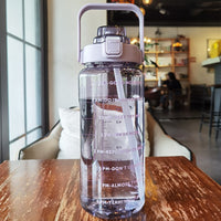2L Motivational Water Bottle with Time Markers – HydroMotivator-Matte Green Purple-State of Style