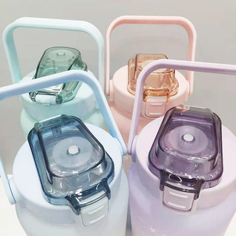 2L Motivational Water Bottle with Time Markers - HydroMotivator-Matte Green Purple-State of Style