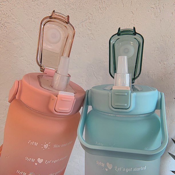 2L Motivational Water Bottle with Time Markers - HydroMotivator-Matte Green Purple-State of Style