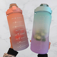 2L Motivational Water Bottle with Time Markers – HydroMotivator-Matte Green Purple-State of Style