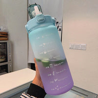 2L Motivational Water Bottle with Time Markers – HydroMotivator-Matte Green Purple-State of Style