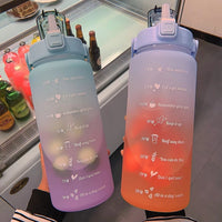 2L Motivational Water Bottle with Time Markers – HydroMotivator-Matte Green Purple-State of Style