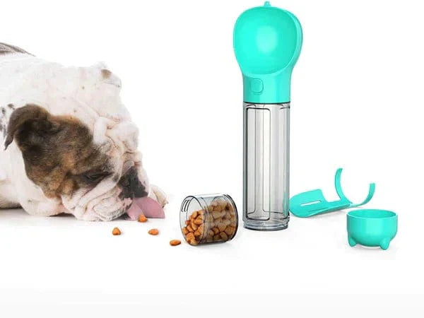 3-in-1 Dog Water Bottle - AdventureBuddy-Blue-300ml + Food Box-State of Style