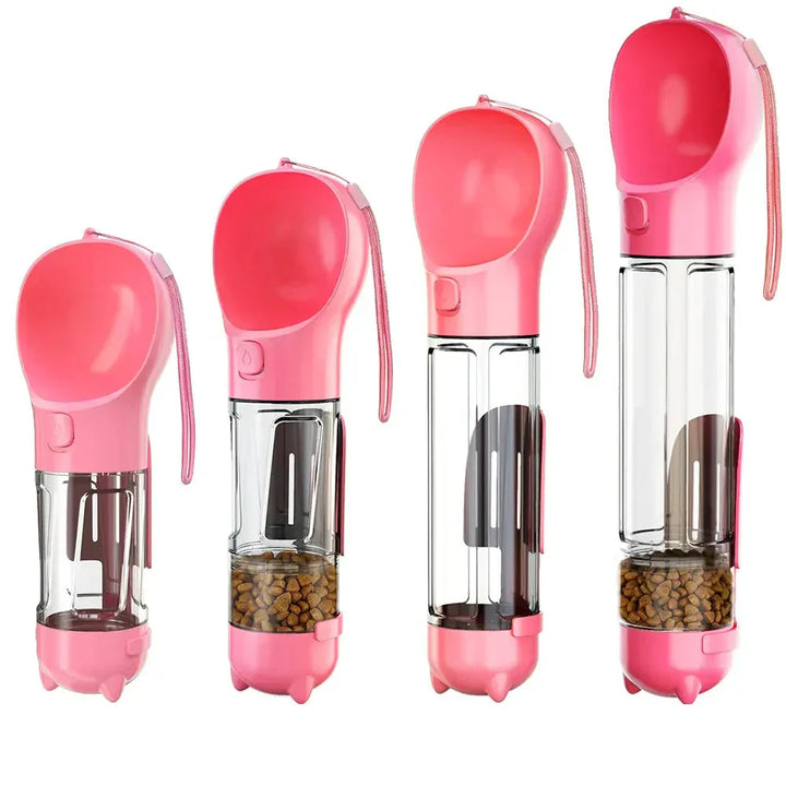 3-in-1 Dog Water Bottle - AdventureBuddy-Pink-300ml + Food Box-State of Style