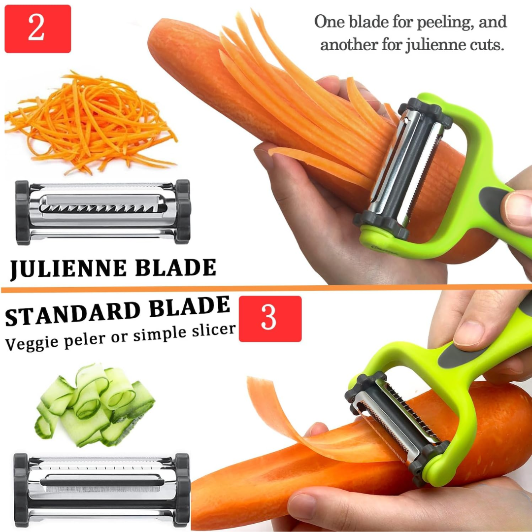 3-in-1 Vegetable Peeler with Julienne Blade-State of Style