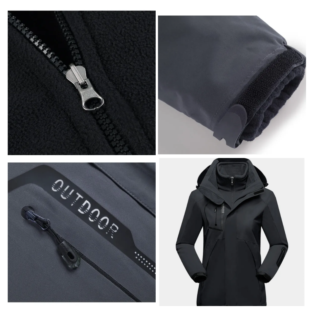 3-in-1 Women's Outdoor Jacket - Luna-Black-M-State of Style