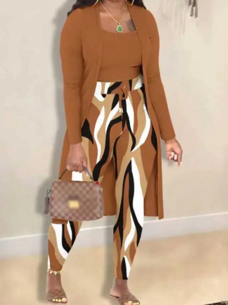 3-Piece Skinny Outfit Set in Plus Size-Brown-L-State of Style
