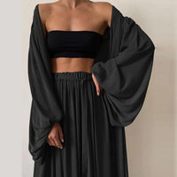 3-piece summer set with blazer, trousers & top – Leonie-Black-S-State of Style