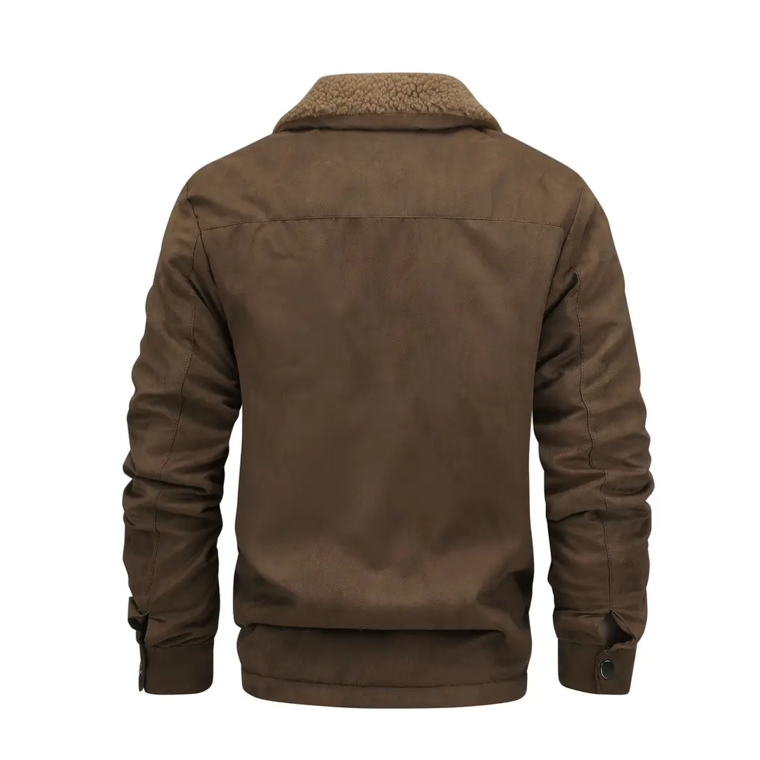 Men's outdoor jacket lined with teddy fleece & lapel collar – Corvin