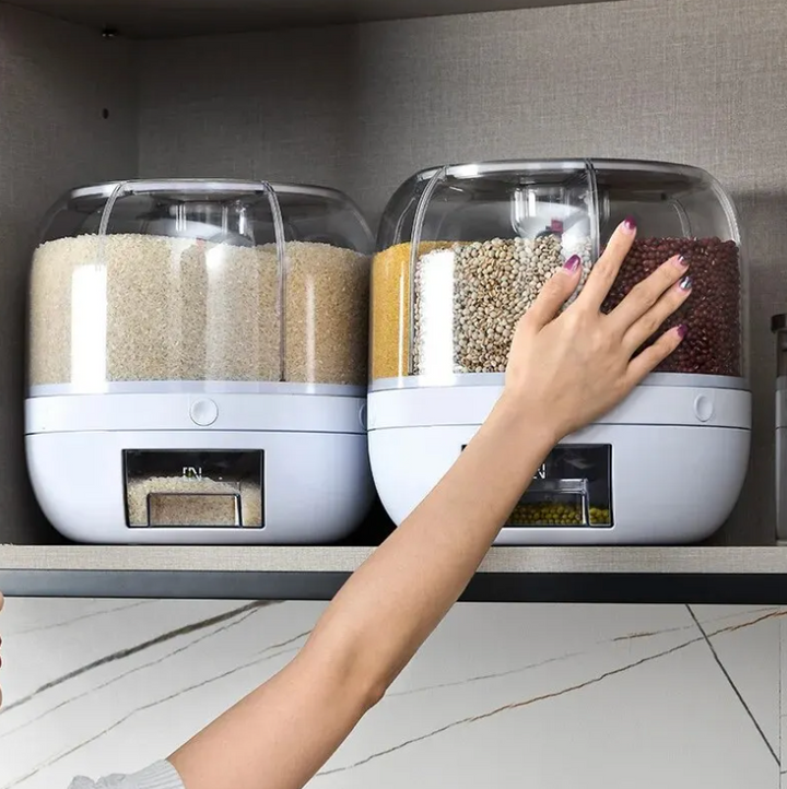 360° Rotating Grain Dispenser – SpinStore GrainKeeper-White-24 cm Ø-State of Style