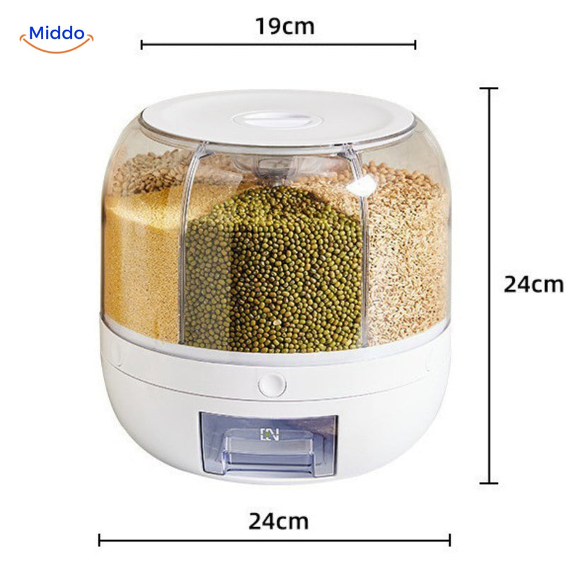 360° Rotating Grain Dispenser – SpinStore GrainKeeper-White-24 cm Ø-State of Style