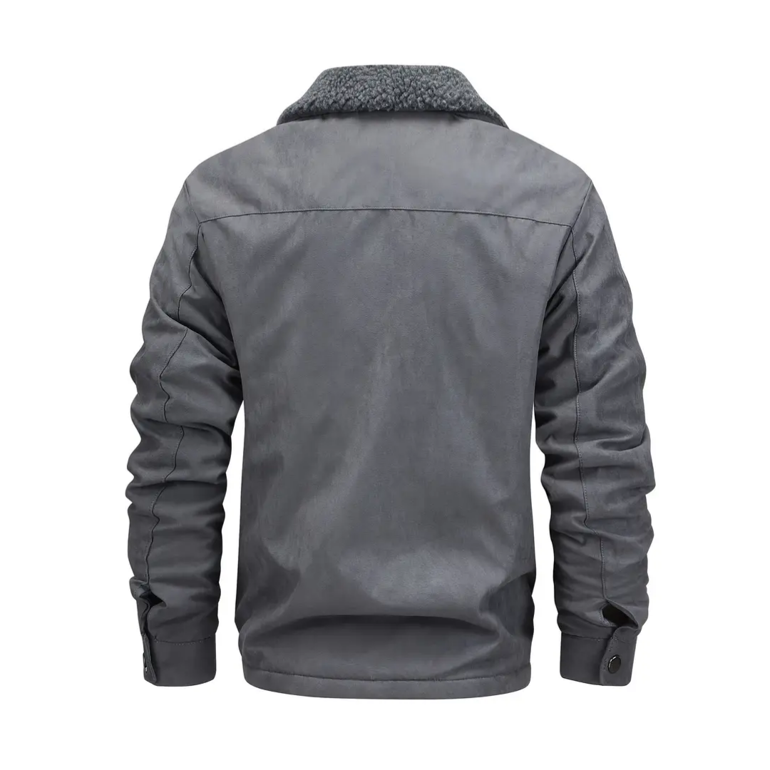 Men's outdoor jacket lined with teddy fleece & lapel collar – Corvin