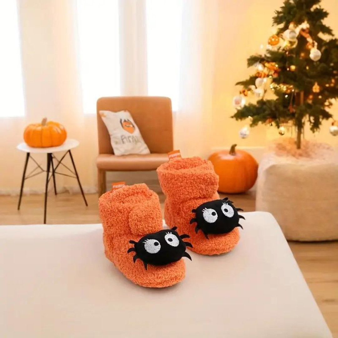 Children's Halloween Slippers with Cartoon Print – SpookySteps