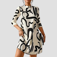 Ladies' mini dress with long sleeves & round neck – Elanora