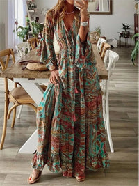 Boho maxi dress with flowing fit & details – 1+1 FREE – Amira