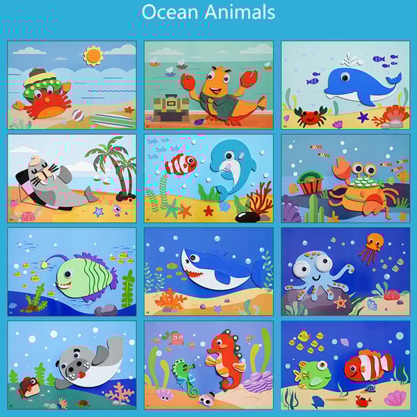 3D Animal Sticker Set - FantasyFlora-Ocean Animals-12 pieces-State of Style