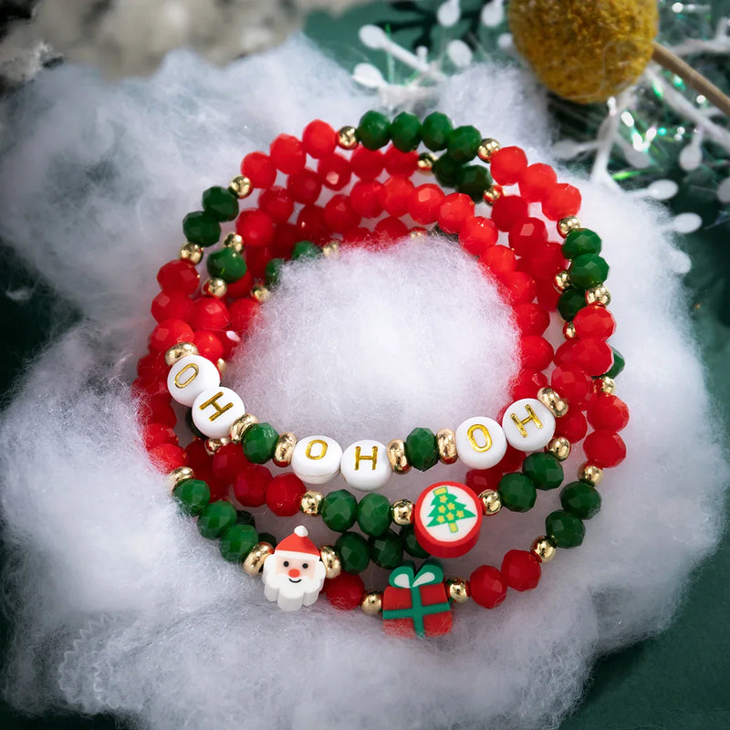 4 PIECE CHRISTMAS BEAD BRACELET SET-State of Style