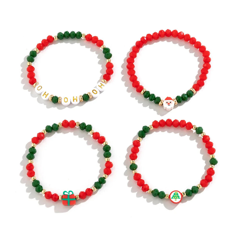 4 PIECE CHRISTMAS BEAD BRACELET SET-State of Style