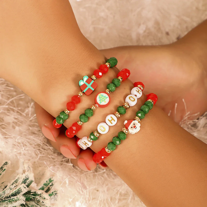4 PIECE CHRISTMAS BEAD BRACELET SET-State of Style