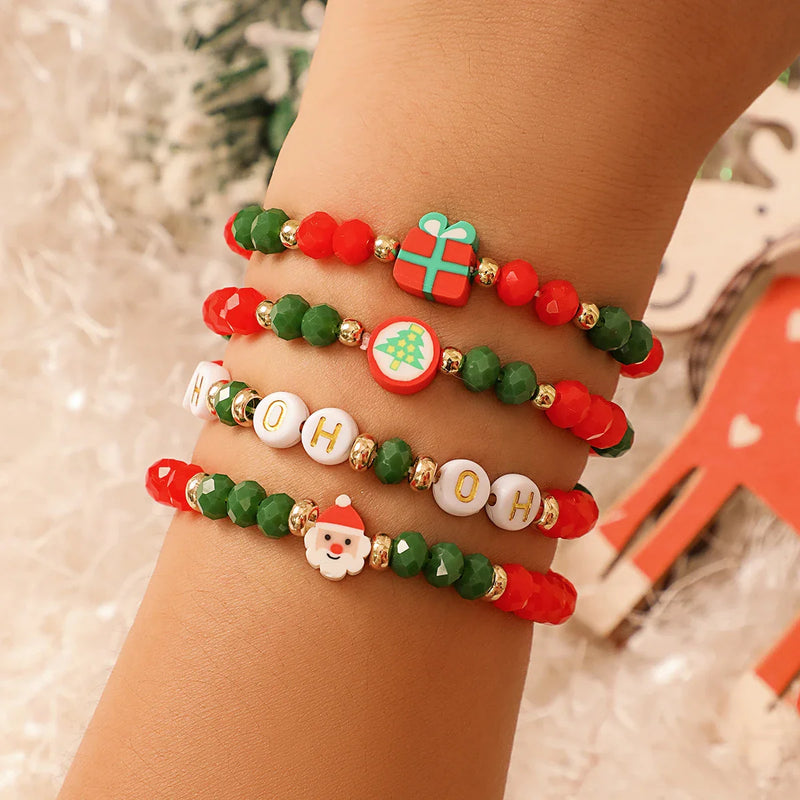 4 PIECE CHRISTMAS BEAD BRACELET SET-State of Style