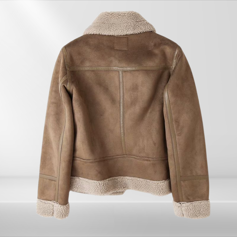 Ladies' Fleece Sherpa Bomber Jacket with Zip – Amira