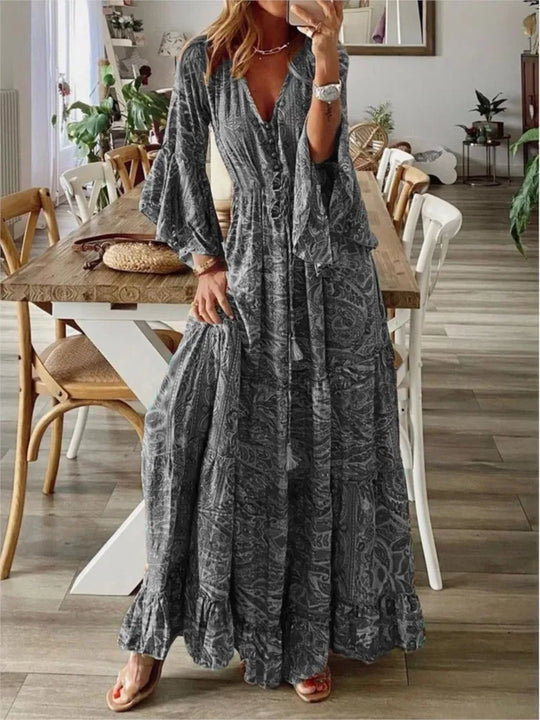 Boho maxi dress with flowing fit & details – 1+1 FREE – Amira