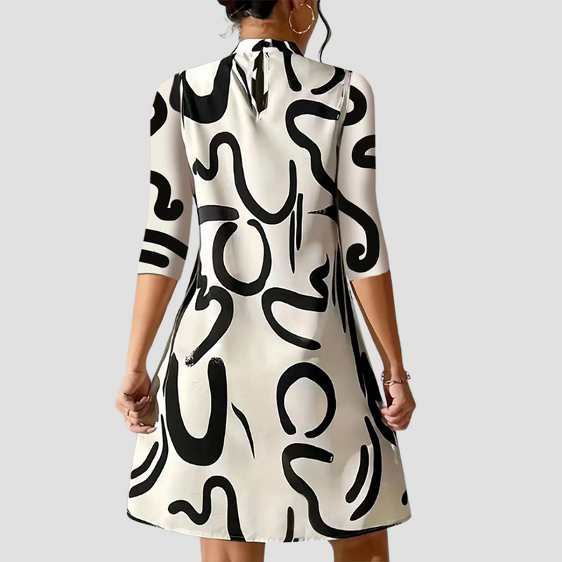 Ladies' mini dress with long sleeves & round neck – Elanora