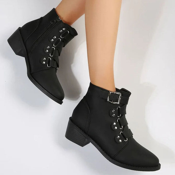 Ladies' ankle boots with block heel in vintage look – Yolisa