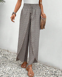 High-waisted women's trousers with geometric pattern – Sapphira