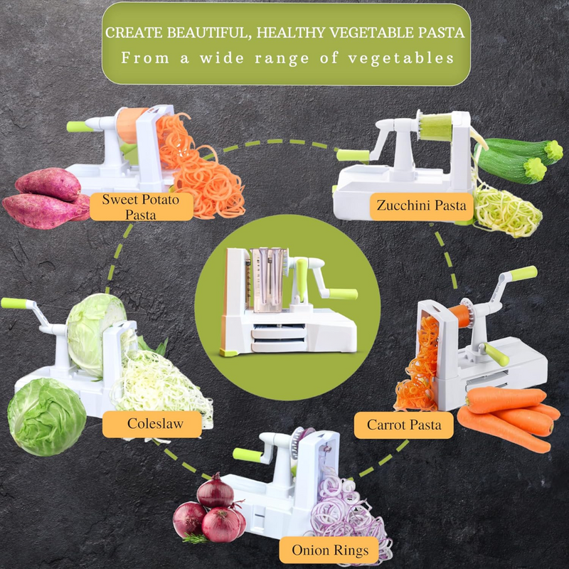 5-Piece Vegetable Spiralizer – Robust Slicer-White 5 knives-State of Style
