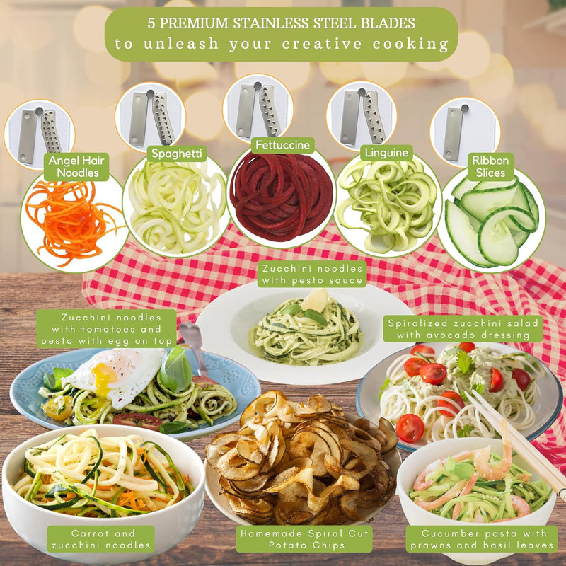 5-Piece Vegetable Spiralizer – Robust Slicer-White 5 knives-State of Style