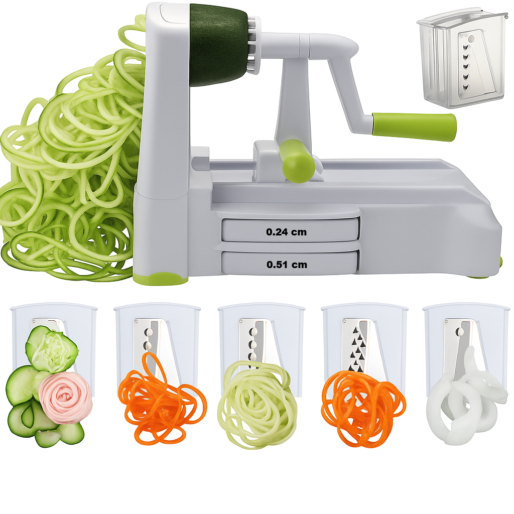 5-Piece Vegetable Spiralizer – Robust Slicer-White 5 knives-State of Style