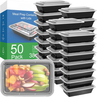50-Pack Reusable Meal Prep Containers with Lid, Leakproof-1.1 l-State of Style