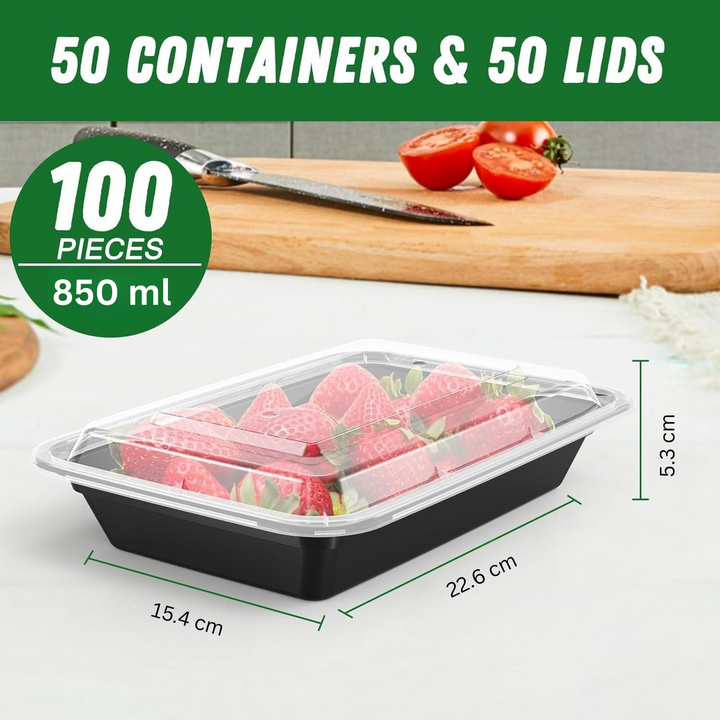 50-Pack Reusable Meal Prep Containers with Lid, Leakproof-700 ml-State of Style