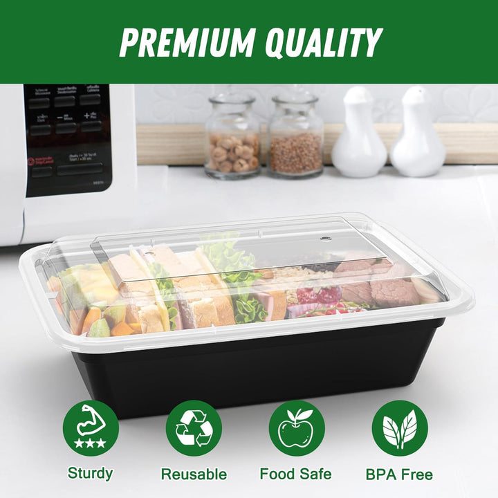 50-Pack Reusable Meal Prep Containers with Lid, Leakproof-700 ml-State of Style