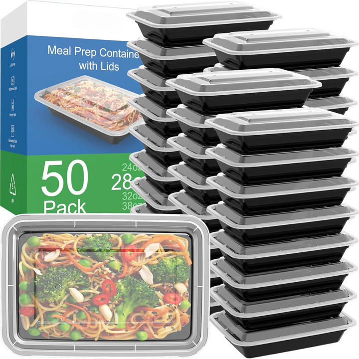 50-Pack Reusable Meal Prep Containers with Lid, Leakproof-850 ml-State of Style