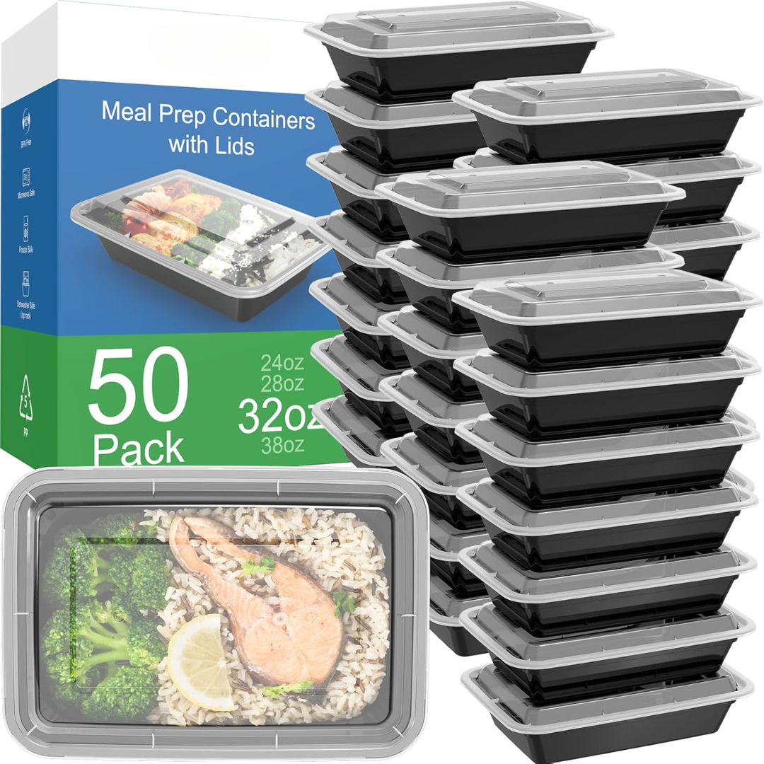 50-Pack Reusable Meal Prep Containers with Lid, Leakproof-950 ml-State of Style