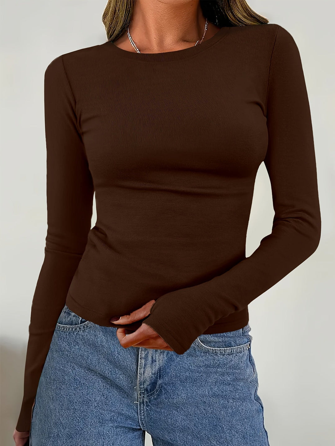 Ladies' Long Sleeve Top with Round Neck for Autumn & Winter – Vivienne