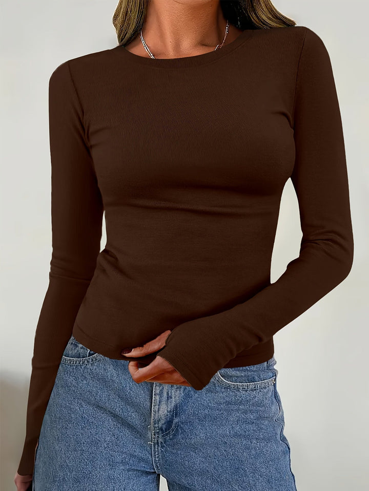Ladies' Long Sleeve Top with Round Neck for Autumn & Winter – Vivienne