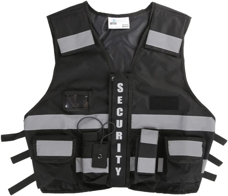 Adjustable Hi-Vis Security Vest with Reflective Tape M–XL