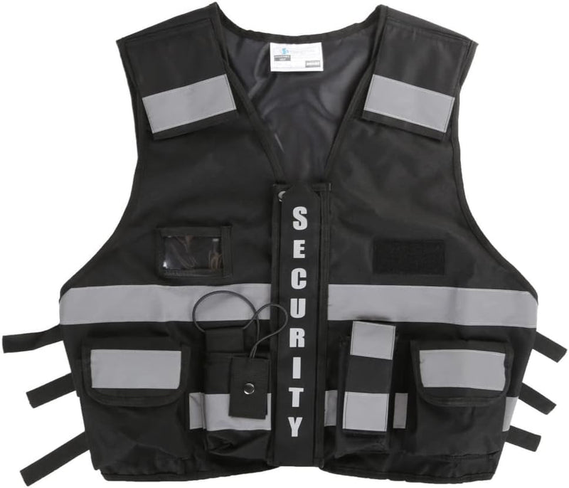 Adjustable Hi-Vis Security Vest with Reflective Tape M–XL