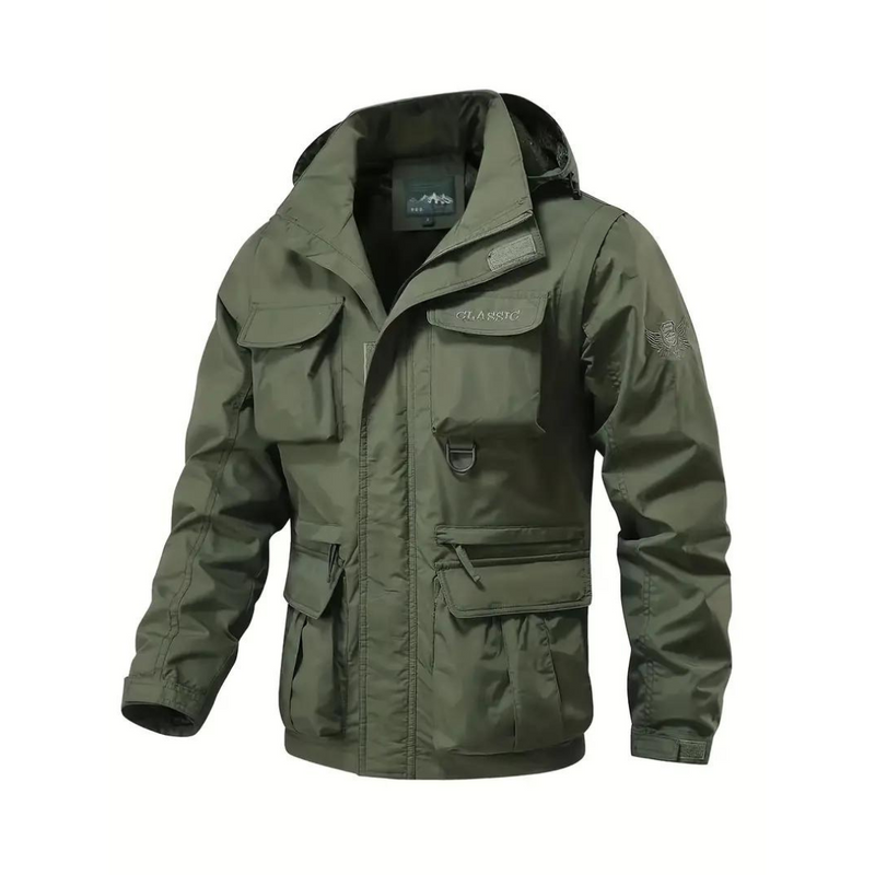 Men's transitional jacket water-repellent with removable hood - Leif