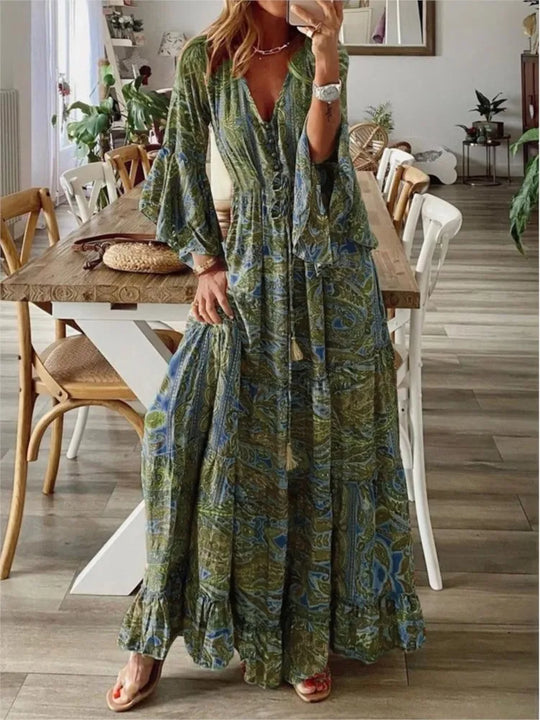 Boho maxi dress with flowing fit & details – 1+1 FREE – Amira